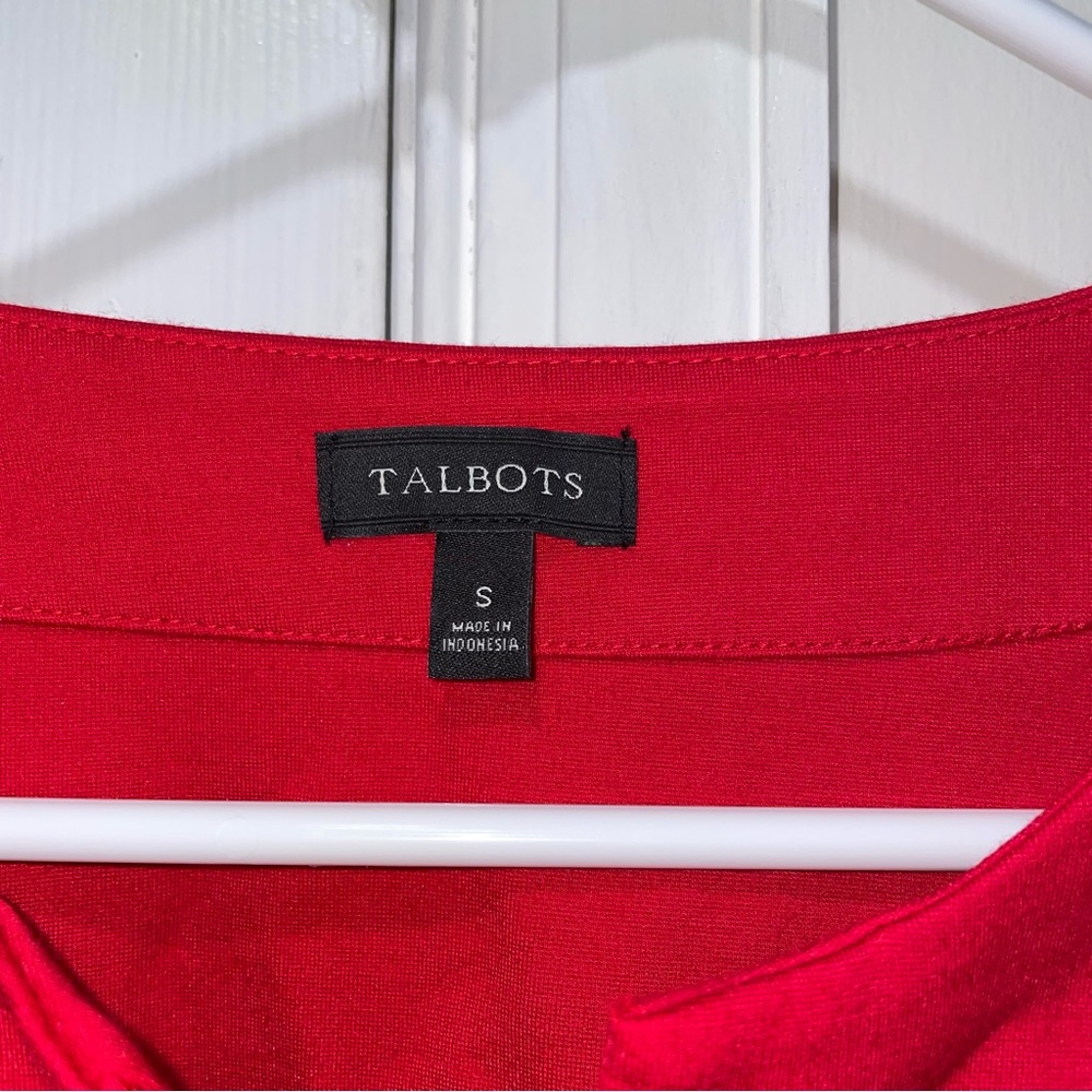 Talbots Red Ponte Knit Split Neck Top with Bow
Detail 3/4 Sleeved Blouse top S - Picture 3 of 14